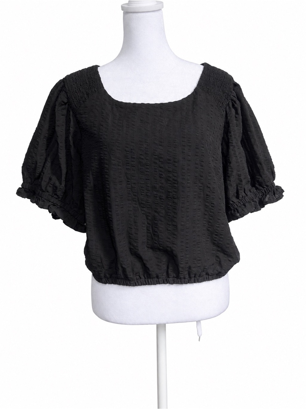 Torrid Women’s Size 2 Black Textured Puff Sleeve Square Neck Blouse